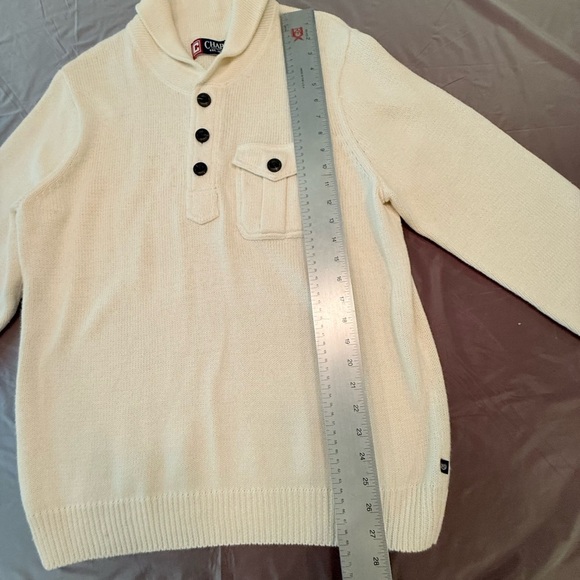 NWOT Chaps Y2K Vintage Cream V-Neck Sweater w/ Ribbed Collar Size Large - Picture 9 of 10